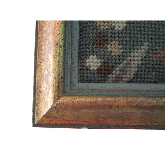 Medieval Lady Falconer Needlepoint Art In Antique Gold Frame GUC - Picture 6 of 16